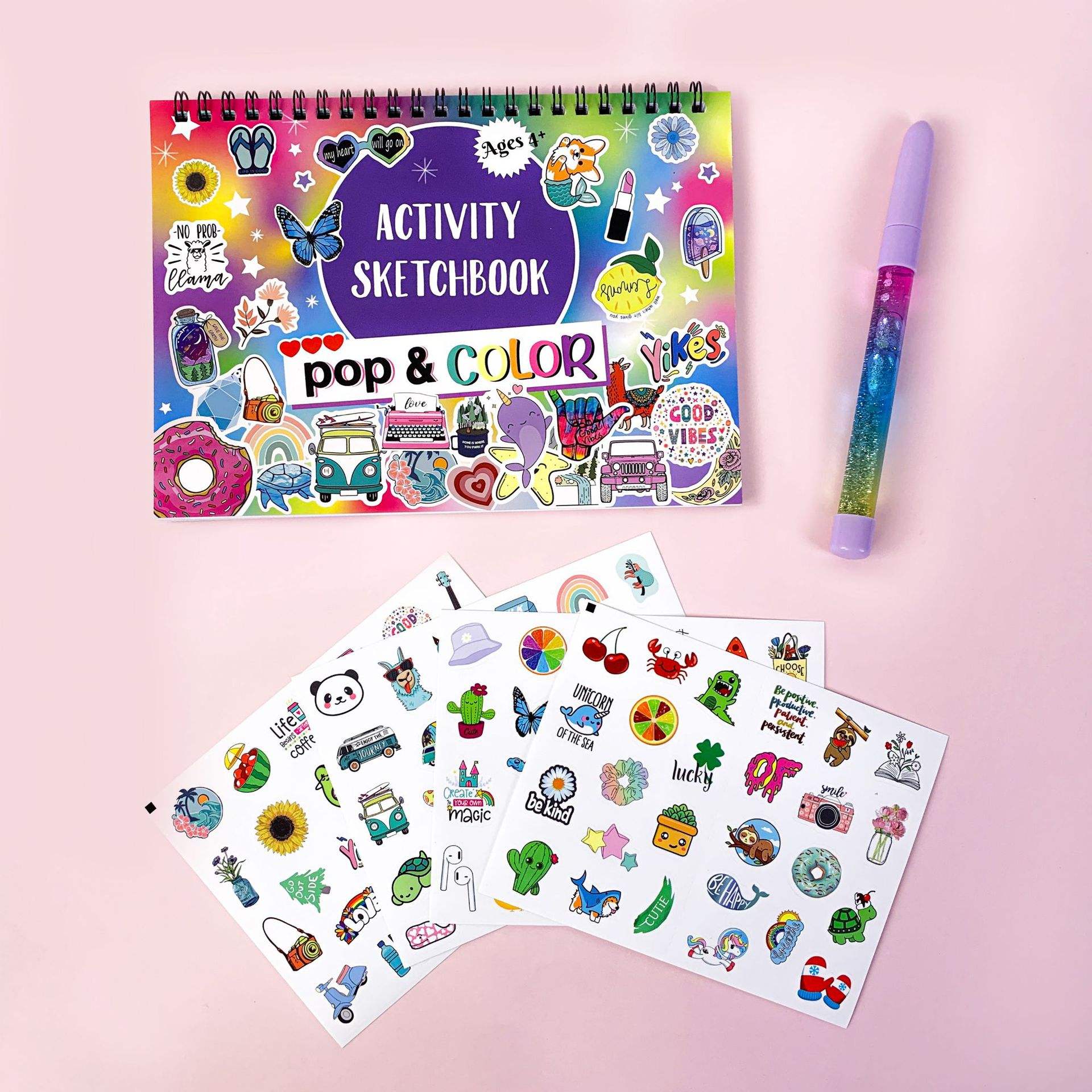 Ts001 small fresh coil coloring book-sticker-pen