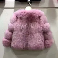 Nouveau manteau en fourrure de renard véritable de luxe pour enfants, manteau entièrement en cuir avec manches rayées, veste en fourrure véritable de haute qualité pour enfants, fourrure de renard naturelle