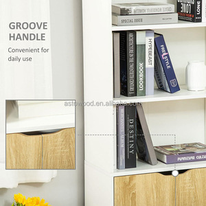 2 Door 4 <strong>Shelves</strong> <strong>Tall</strong> Bookcase Modern Storage Cupboard Display <strong>Unit</strong> for Living Room Study Bedroom Home Office Furniture White - Product Image 2