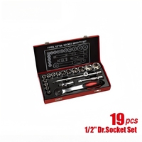 Ensemble d'outils à douilles de 19 pièces 1/2 pouce, clés à douilles mécaniques Cr-V, kit d'outils combinés