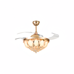 Lámpara de ventilador de cristal de <span class=keywords><strong>loto</strong></span> creativa con control remoto espectro completo <span class=keywords><strong>viento</strong></span> suave luz de ventilador de techo para el hogar restaurante dormitorio - Product Image 1