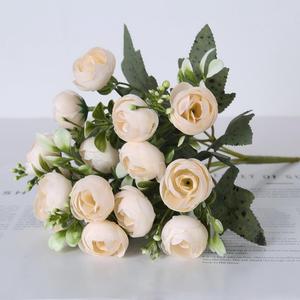 Ramo de Rosas Artificiales, Flores de Seda Artificiales para Boda, Pequeñas Rosas de Té y Peonías para Eventos, Decoración de Pasteles de Boda y Regalos - Product Image 6