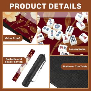 ดอกโบตั๋นไฮเดรนเยียดอกไม้วินเทจสีทองสีขาวกันลื่นลดเสียงรบกวนสำหรับโต๊ะไพ่นกกระจอกสำหรับงานเลี้ยงโดมิโน่ - Product Image 4