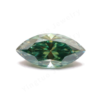 Pierres de Moissanite Synthétiques (Créées en Laboratoire) Vert Émeraude Taille Marquise 7x14mm 3 Carats de Wuzhou avec Effet de Couleur/Feu