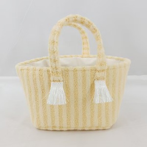 Bolso Tote Tejido en Colores Pastel con Asas Dobles, Elegante Cesta de Almacenamiento para Artículos Esenciales de Mujer - Product Image 2