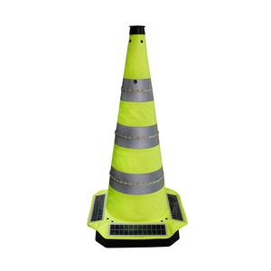 กรวยจราจรพลังงานแสงอาทิตย์70ซม. พร้อมแถบเตือน LED เพื่อความปลอดภัยในการจราจร - Product Image 1