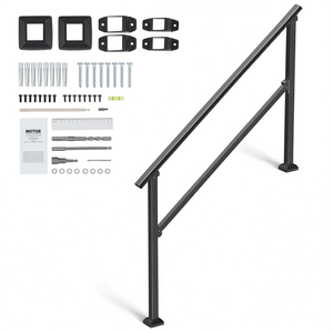 Corrimano in Acciaio a Sezione Quadrata Nera 4-5 Piedi, Componenti per Scale Esterne, Facile Installazione, Design Moderno - Product Image 1