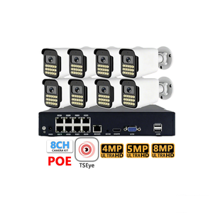 Cámara de Seguridad Inteligente 8CH 4K 4/5/8MP Tipo Bala, IP66 Impermeable, Audio Bidireccional, Visión Nocturna a Todo Color, POE, Aplicación TSEYE, Sistema de Detección de Movimiento - Product Image 1