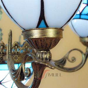 Lampadario europeo stile mediterraneo Vintage in vetro colorato <span class=keywords><strong>Tiffany</strong></span> appeso luce colore di vetro decorativo lampade a LED pendenti - Product Image 6