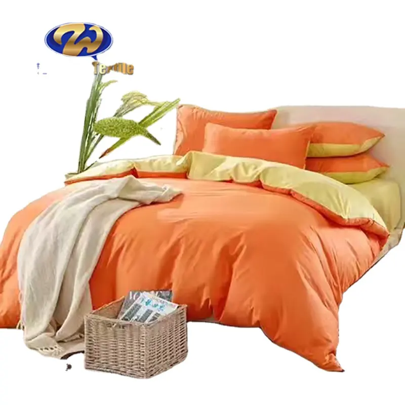 Kuning dan oranye lengkap bedding set dengan lembar