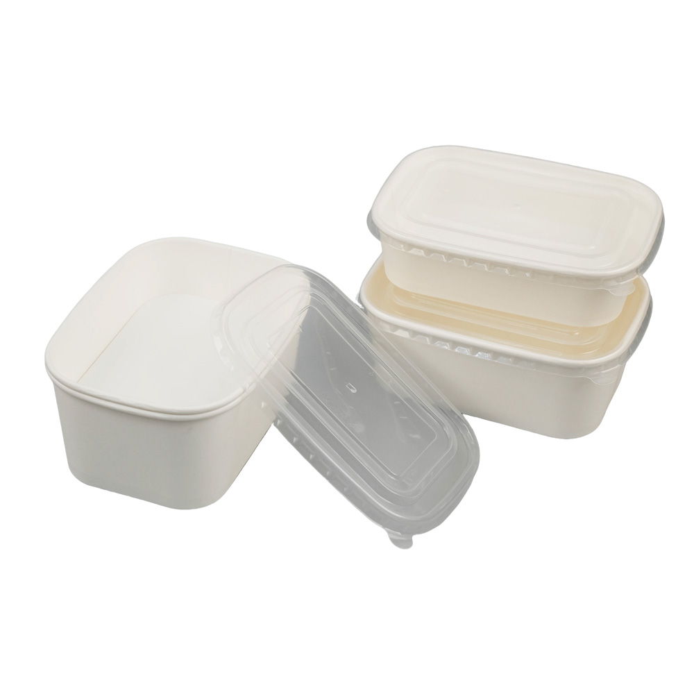 Kraft Paper Square Disposable Salad Bowl with Lid Eco-Friendly Food Grade Container for Snack & Cookie Leakproof