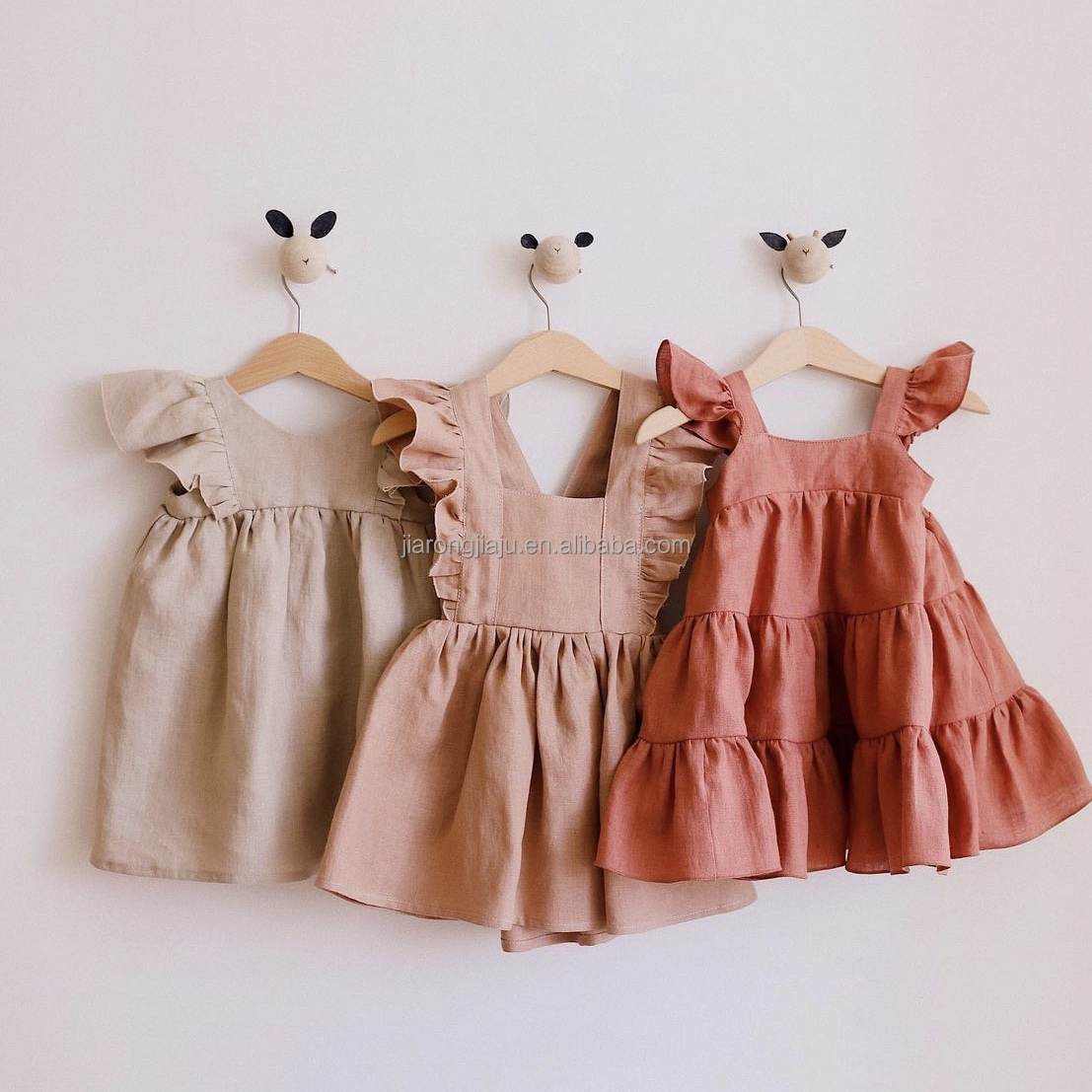 Индивидуальный дизайн, винтажное Стильное льняное хлопковое платье с рюшами для маленьких девочек