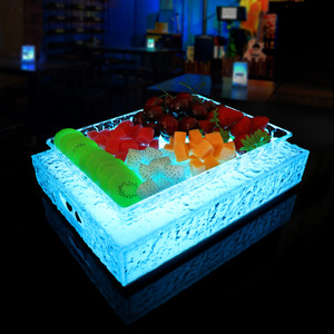 Plateau à fruits en acrylique lumineux, design rectangulaire à motif de glace, pour fêtes, bars, KTV, discothèques - Product Image 1