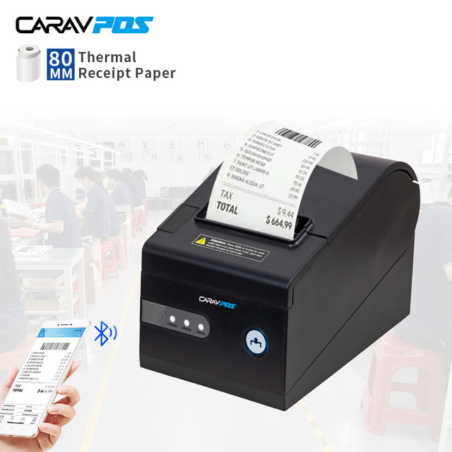 CARAV High Quality 260 Mm/s 80 mm Auto Cutter QR Code POS Thermal Receipt Printer Barcode Printer Machine