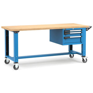 Établi réglable Fami Master 200cm en bleu avec roues et 3 tiroirs - Product Image 1