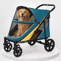 Poussette pour grand chien 60 kg, robuste, pliage à une main, châssis bas, amortisseur, roues pivotantes, OEM ODM