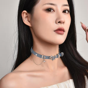 Collana Choker Blu con Fibbia a <span class=keywords><strong>Cuore</strong></span> <span class=keywords><strong>Serie</strong></span> Spicy Girl Cowboy, Accessori e Gioielli da Donna - Product Image 4