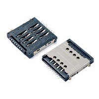 Shenzhen MUP - ¡Gran oferta! Muestras gratuitas - Conector de tarjeta Micro SIM para PCB SMT con bisagra de empuje y tracción, 8+8 pines, soporte para tarjeta Mini SIM