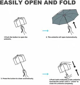 Wholesale Luxury Fully-Automatic Folding Straight <b>Umbrella</b> with Pongee <b>Windproof</b> 3-Fold Design for Rain & UV Protection - Product Image 4