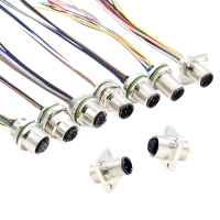 Conector M12 Macho/Hembra de 3/4/5/8/12 Pines, Conector de Aviación Codificado A, Receptáculo de Montaje en Panel, Arnés de Cables Eléctricos