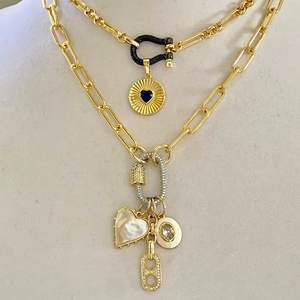 NM51037, модные ювелирные изделия, Шарм, бумажная зажим, цепочка, чокер, винт, застежка, овальный карабин, замок, сердце, циркон, Кулон, Ожерелье - Product Image 3