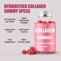 Gummies de collagène hydrolysé, collagène de type I, 60 unités, complément alimentaire