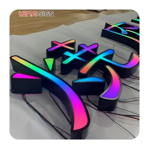 Customized Building Wall Commercial Outdoor Lighting Store Front Logo Commercial 3D Color Changing Store Lighting LED Logo