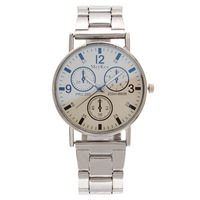 Montre Homme Tendance à Trois Yeux Anti-Lumière Bleue, Bracelet Acier, Personnalisation Usine, Vente Chaude