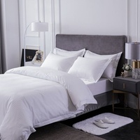 Parure de lit rayée 4 pièces pour hôtel, ensemble de draps en coton doux avec drap-housse, drap plat et taies d'oreiller, ensemble de textiles de maison