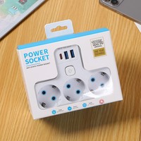 Adaptor Daya Gaya Eropa Pengisian Daya USB dengan Sakelar On/Off Individual Arus Terukur 13A Cocok untuk Rumah Kantor Perjalanan