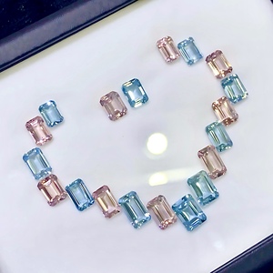 Lab Grown Layout Azul Aguamarina y Rosa morganita Octágono forma pendientes collar forma piedra preciosa suelta 3x5mm a 20x30mm diseño - Product Image 3