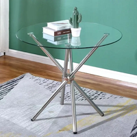 Table à manger en verre trempé Pieds en acier inoxydable design moderne de style nordique