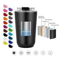Vente en gros de tasses à café isothermes en acier inoxydable à double paroi sans BPA avec logo personnalisé, 380 ml et 480 ml, pour voiture et voyage, avec couvercle