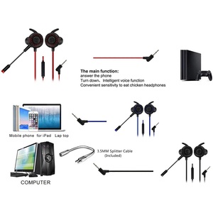 Auriculares para juegos con micrófono, rojos, con cable, intraaurales, para teléfono móvil y computadora. - Product Image 3