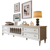 Meuble TV en bois massif de style français antique, modèle haut, table basse de rangement, mobilier de salon TD-408 sur site