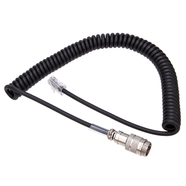 8 Pin to RJ45 Speaker Microphone Adapter Cable Spring Wire Aviation Connector Coiled