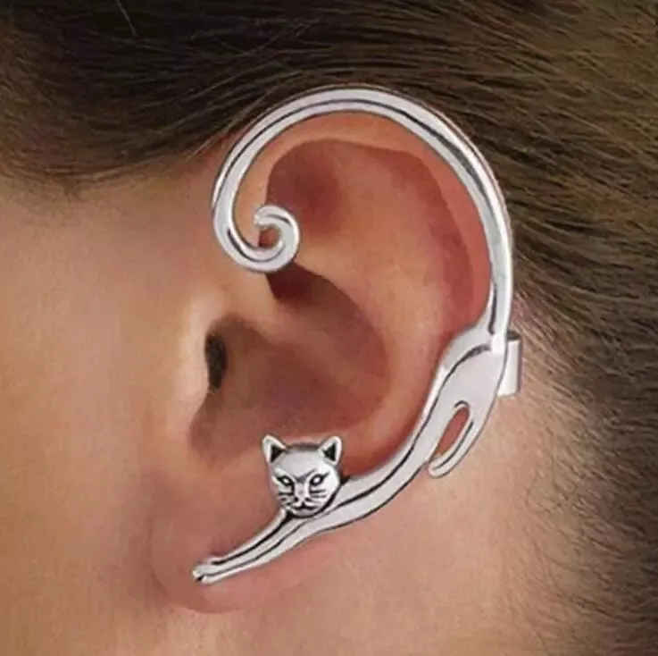 2021 New Design Personality Animal Ear Wrap Ear Cuff Cute Cat Clip On Earrings Ear Cuff for Women