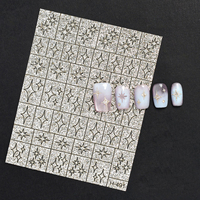 Autocollants pour ongles en forme d'étoile scintillante, autocollants 3D brillants argentés et dorés, accessoires de luxe pour la décoration des ongles en DIY