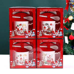 Mug en céramique avec motif de personnage de dessin animé pour cadeau de Noël, design Père Noël, boîte cadeau pratique, ensemble de mugs en céramique mignons, mugs personnalisés - Product Image 1