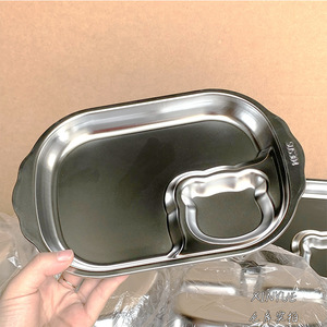 จานอาหารกลางวันเด็กสแตนเลสทรงสี่เหลี่ยมขนาดใหญ่หลายช่องเกรดอาหารทนต่อการตกกระแทกสำหรับใช้ในบ้านโรงเรียนอนุบาล - Product Image 1