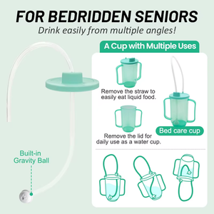 Gobelet anti-déversement pour adultes hémiplégiques avec poignées, aide à la boisson pour patients âgés handicapés en réadaptation - Product Image 1