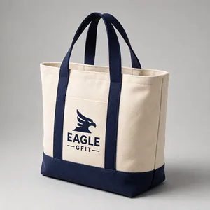 16oz Soft Canvas Shoulder Tote Custom Woven Label Logo Large Capacity Foldable Travel Gift <b>Storage</b> Cotton Bags - Product Image 5