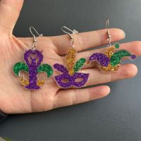 Groothandel Nieuwe Carnaval Acryl Harsen Lucite Oorbellen Geometrisch Schattig Kleurrijk Ster Masker Mardi Gras voor Vrouwen Cadeau