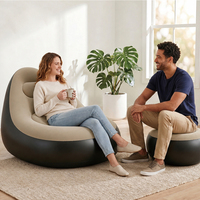Ensemble de deux chaises gonflables épaissies avec repose-pieds, en PVC écologique floqué, design ergonomique pour usage extérieur et domestique