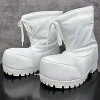Bottes de Ski à Plateforme Chaudes Mi-Mollet Unisexe Homme Fabriquées Sur Mesure, Semelle Épaisse Vintage Gros Orteil Neige Chevalier Luxe Femme Mi-Mollet