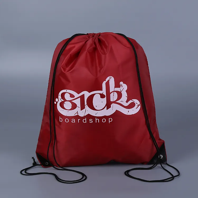 Reusable Polyester Drawstring Backpack Custom Printed Promotional Drawstring Shoe Backpack 210D Polyester Sport Draw String Bag