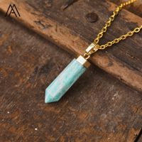 Classique Cristal Point Pendentif Collier Oeil De Tigre Rose Quartz Hexagone Plaqué Or Pierre Naturelle Bijoux De Mode pour Les Fêtes