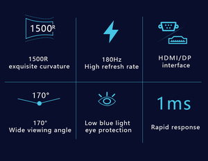 จอคอมพิวเตอร์โค้งขนาด 27 นิ้ว สำหรับเล่นเกมส์ 100Hz 180Hz 280Hz 1ms ตอบสนองรวดเร็ว ดีไซน์ไร้ขอบ จอ LCD สำหรับ PC/เกมมิ่ง จอโค้งขนาด 27 นิ้ว - Product Image 4