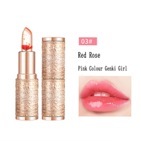 Lápiz Labial Transparente que Cambia de Color con Flores de Gelatina, Bálsamo Labial de Marca Privada, Cosméticos Hidratantes Transparentes, Logotipo Personalizado, Lápiz Labial Mágico