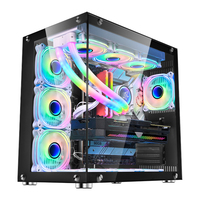 Boîtier PC E-ATX SNOWMAN Factory en verre trempé sur les côtés, personnalisable, avec USB 3.0 et ventilateurs ARGB, refroidissement liquide pour gamer - Vente chaude